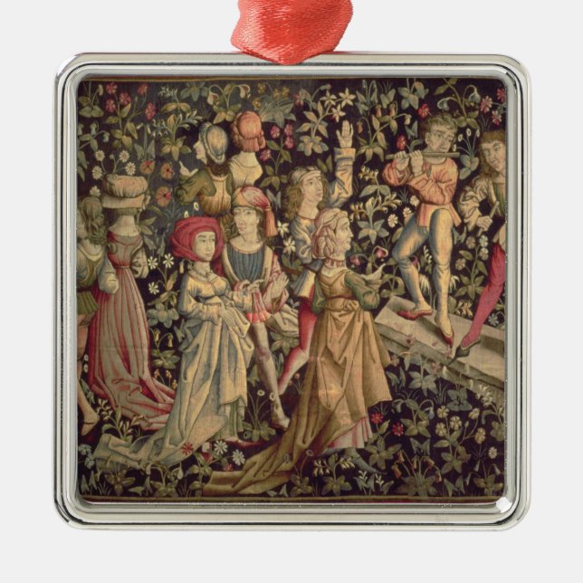 Tapestry depicting dancers and musicians metal tree decoration (Front)