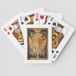 Tapestry depicting war trophies (textile) playing cards