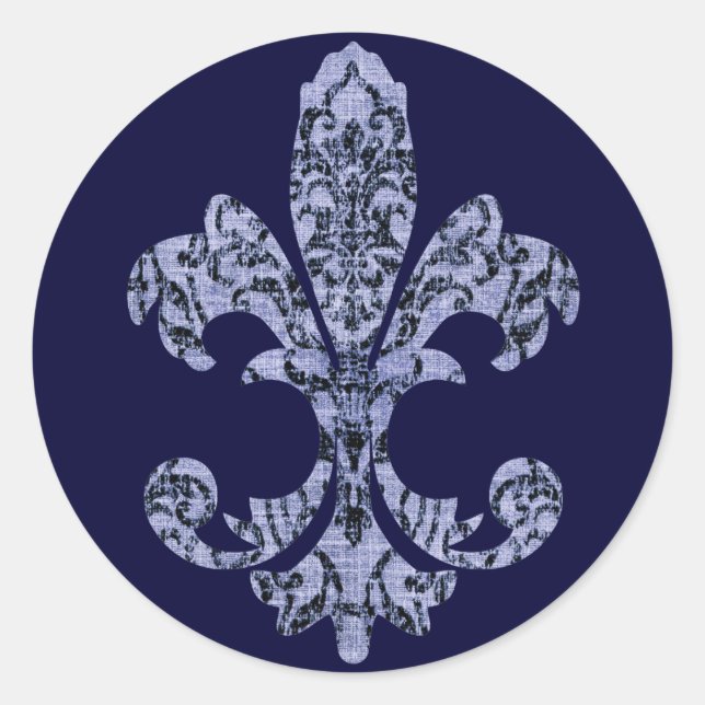 Tapestry Fleur de lis 1 Classic Round Sticker (Front)