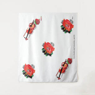 Tapestry : HAWAIIAN RED HIBISCUS WITH VIOLIN