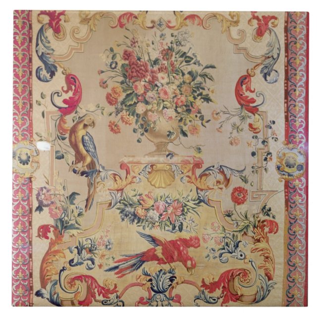 Tapestry in early Rococo style with strapwork and Ceramic Tile (Front)