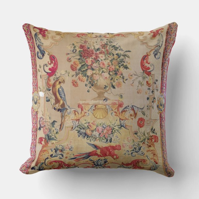 Tapestry in early Rococo style with strapwork and Cushion (Front)