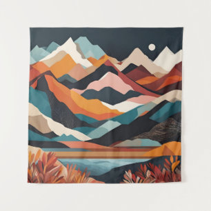 Tapestry Modern Art Mountains Moon Nature Art