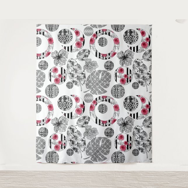 Tapestry,Red and Black, Quilting ,Patchwork Tapestry (Front)