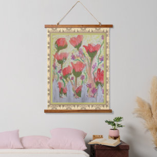 Tapestry - Red Flowers White Fence 2