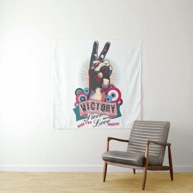 Tapestry – Victory Peace & Love Pop-Art Design (In Situ)