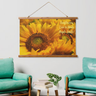 Tapestry Yellow Sunflowers Saying Wood Topped 