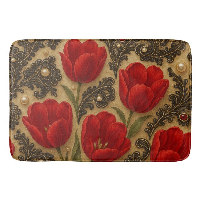 TAPETE Tulipas e Renda  DESIGN  Bath Mat (Front)