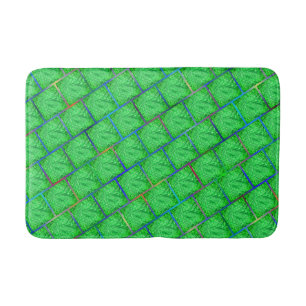 Tapete verde causa impressão de estar sob uma tela bath mat