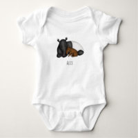 Tapir baby one-piece bodysuit with baby's name