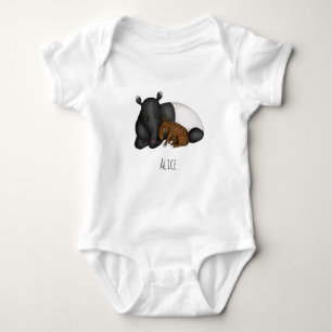 Tapir baby one-piece bodysuit with baby's name