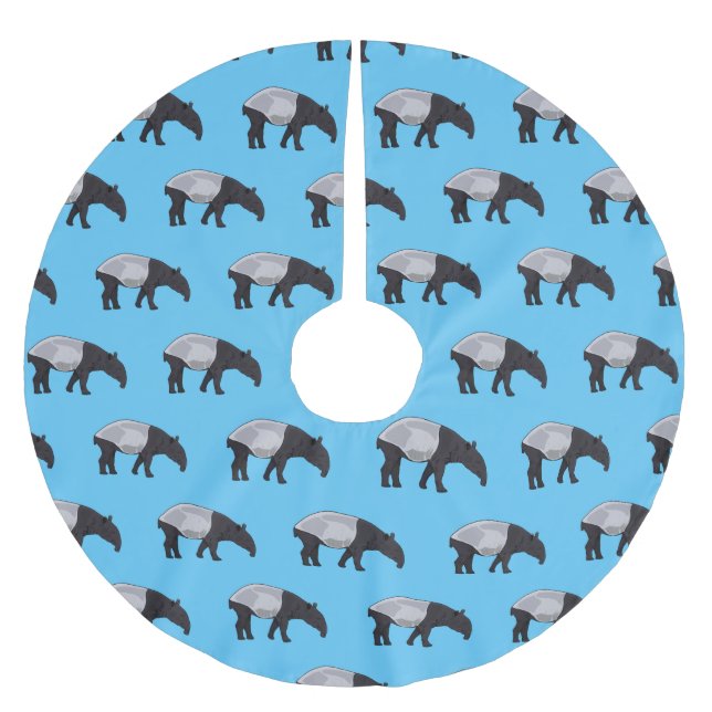 Tapir cartoon illustration brushed polyester tree skirt (Front)