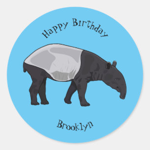 Tapir cartoon illustration classic round sticker