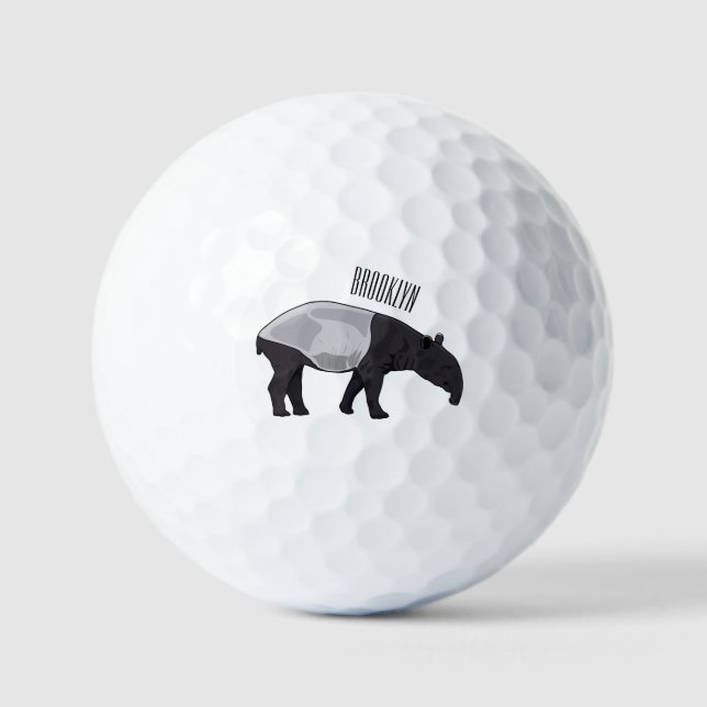 Tapir cartoon illustration golf balls (Front)
