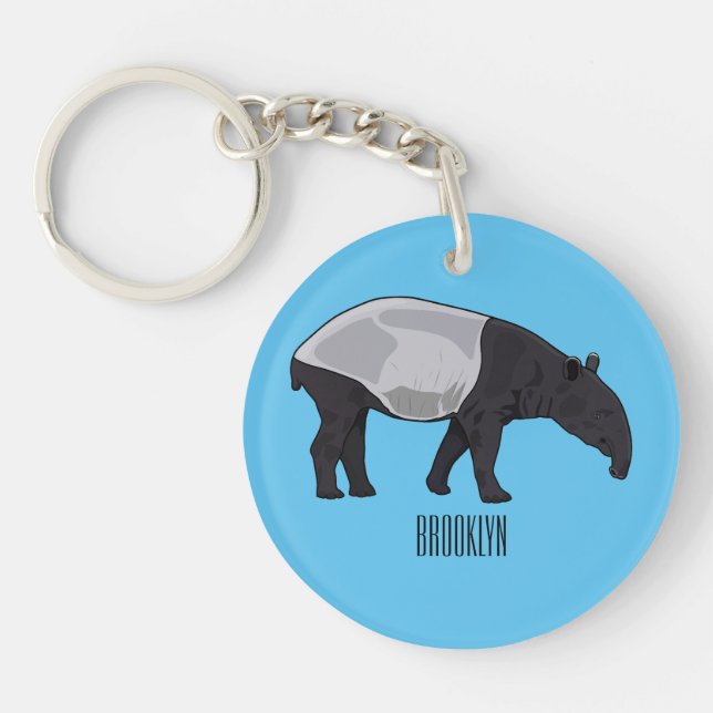 Tapir cartoon illustration key ring (Front)
