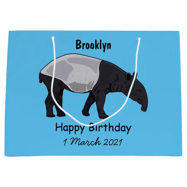 Tapir cartoon illustration large gift bag (Front)