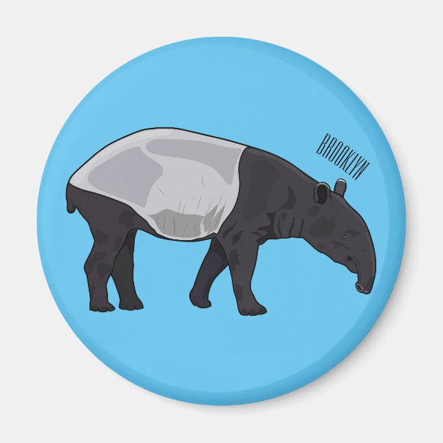 Tapir cartoon illustration magnet (Front)