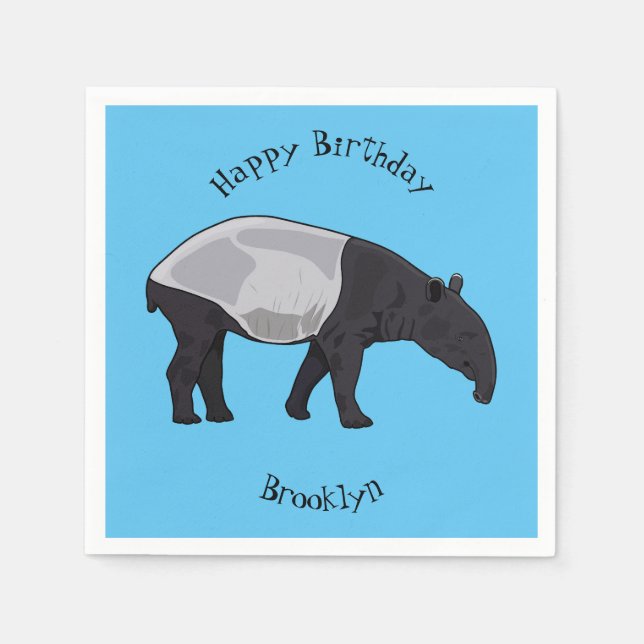 Tapir cartoon illustration napkin (Front)