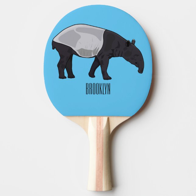 Tapir cartoon illustration ping pong paddle (Front)