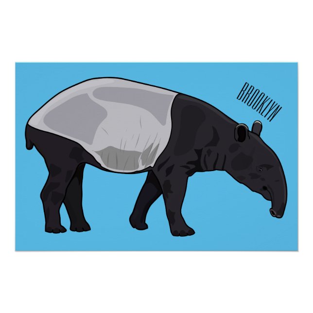 Tapir cartoon illustration poster (Front)
