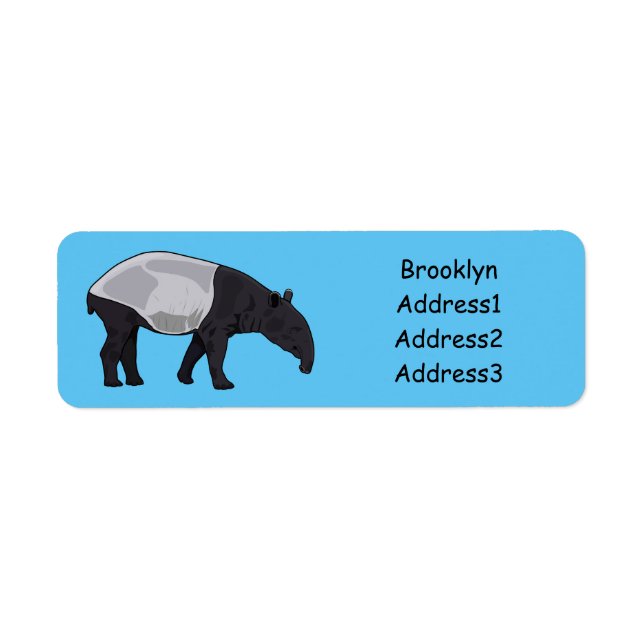 Tapir cartoon illustration return address label (Front)