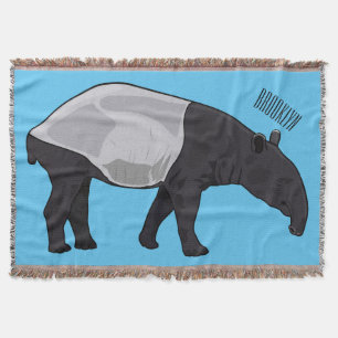 Tapir cartoon illustration throw blanket