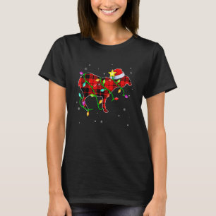 Tapir Christmas Santa Hat Xmas Lights Holidays T-Shirt