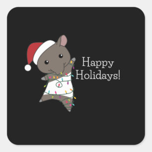 Tapir Christmas Tapire Winter Animals Square Sticker