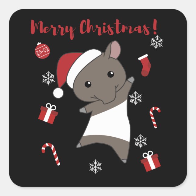 Tapir Christmas Tapire Winter Animals Square Sticker (Front)