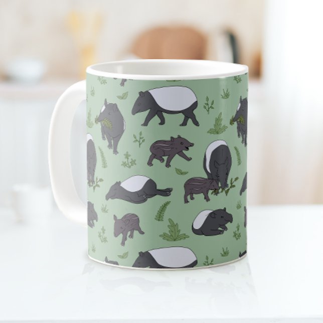 Tapir Family Dinner in Green Coffee Mug (Creator Uploaded)