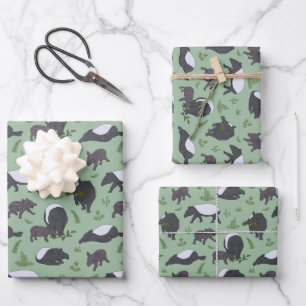Tapir Family Dinner in Green Wrapping Paper Sheet