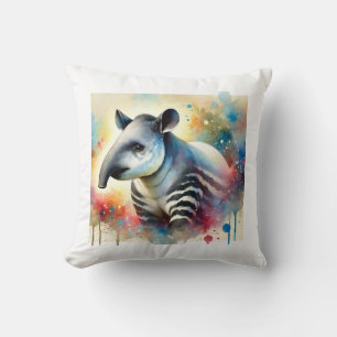 Tapir in a vibrant nature 101024AREF104 - Watercol Cushion