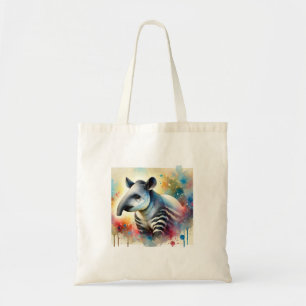 Tapir in a vibrant nature 101024AREF104 - Watercol Tote Bag
