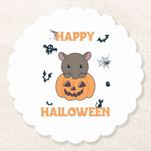 Tapir In Pumpkin Cute Tapire Happy Halloween Paper Coaster