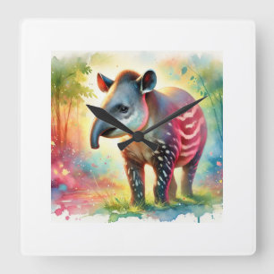 Tapir in the Serene Forest 040924AREF113 - Waterco Square Wall Clock