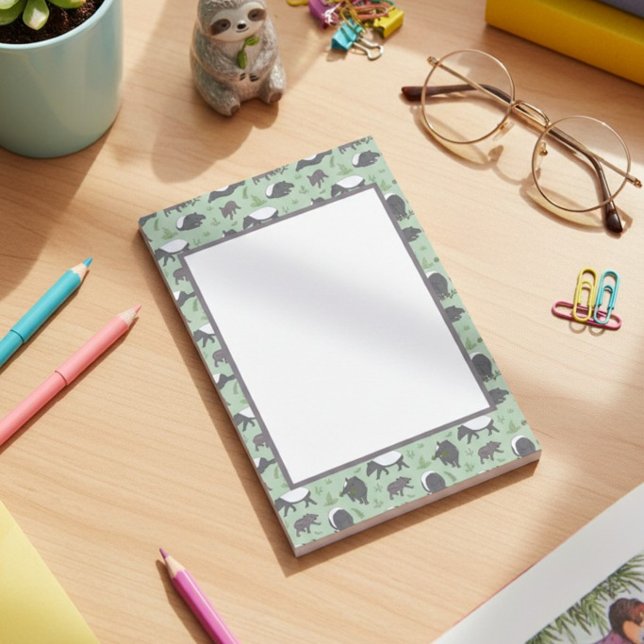 Tapir Jungle Pattern Sage Green Stationery Post-it Notes (Creator Uploaded)