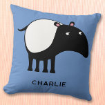 Tapir Personalised Name Cushion<br><div class="desc">A cute Malayan Tapir for animal and endangered wildlife lovers. Original art by Nic Squirrell. Change the name or text,  and change the background colour in the Design Tool to customise.</div>