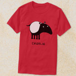 Tapir Personalised Name T-Shirt<br><div class="desc">A cute Malayan Tapir for animal and endangered wildlife lovers. Original art by Nic Squirrell. Change the name or text to personalise.</div>