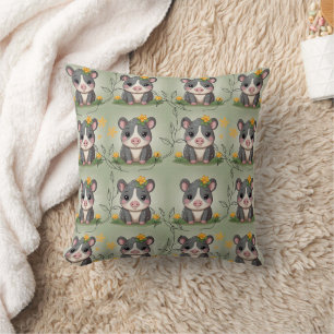 Tapir Yellow Floral Print  Cushion