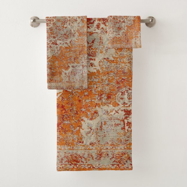 Tapis antique oriental orange bath towel set (Insitu)