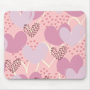 Tapis de souris cœurs rose bonbon, rouge, beige Mouse Pad
