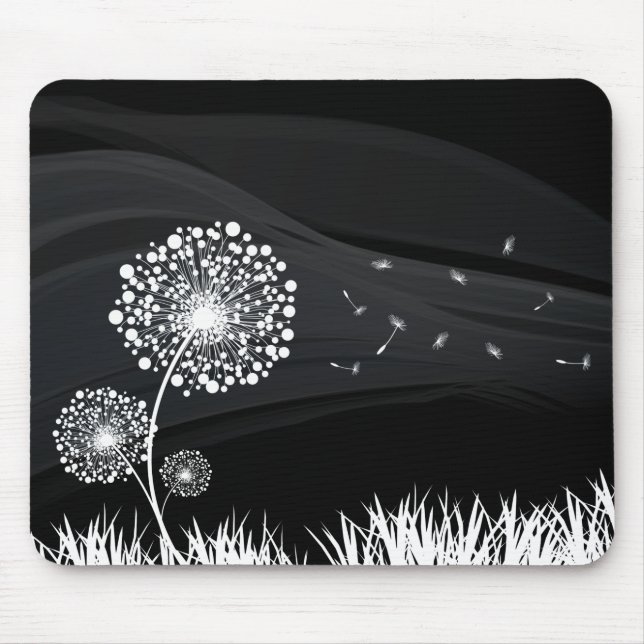 Tapis De Souris Pissenlit noir et blanc Mouse Pad (Front)
