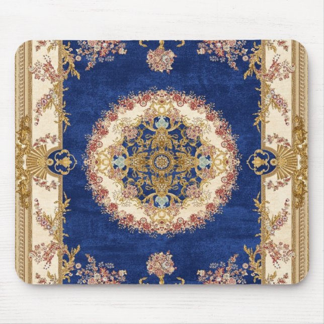 Tapis De Yoga motif bleu et doré Mouse Pad (Front)