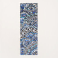 Tapis de yoga motif mandala bleu