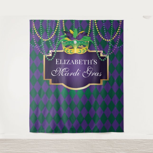 Tapiz Carnival Mardi Gras Backdrop banner party Tapestry (Front)