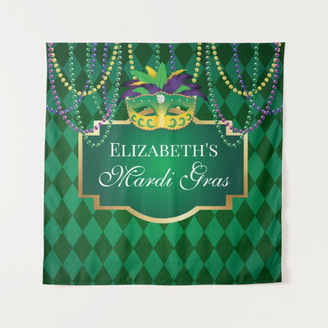 Tapiz Carnival Mardi Gras Backdrop banner party Tapestry (Front)