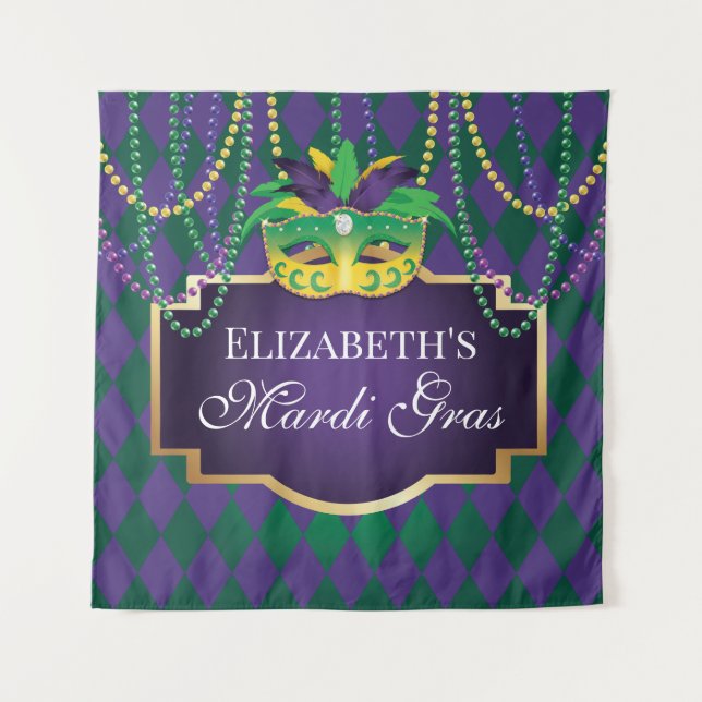 Tapiz Carnival Mardi Gras Backdrop banner party Tapestry (Front)