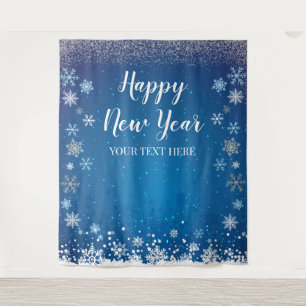 Tapiz Snow Winter Happy New Year Backdrop Tapestry