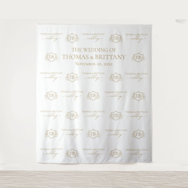 Tapiz Step and repeat backdrop wedding elegant mon Tapestry (Front)