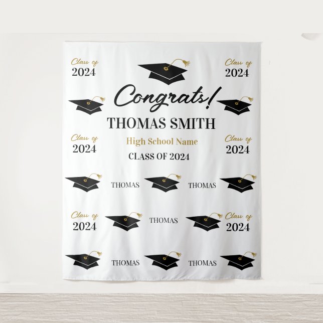 Tapiz Step and repeat Graduation Backdrop banner  Tapestry (Front)